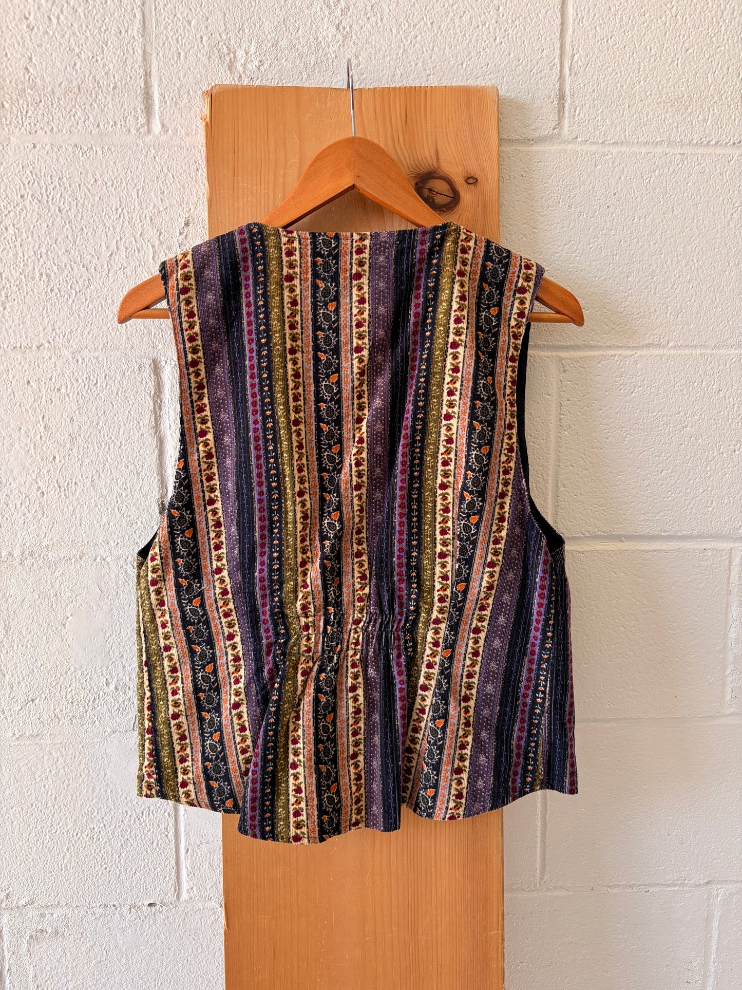 Floral Striped Corduroy Vest : S