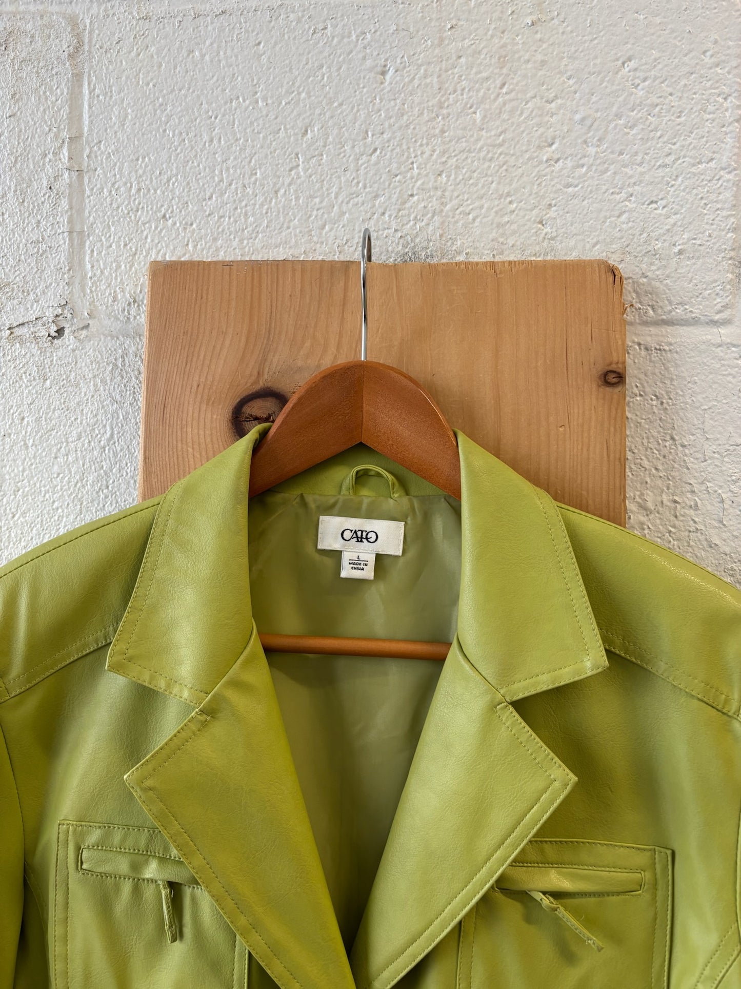 Lime Faux Leather Jacket : L