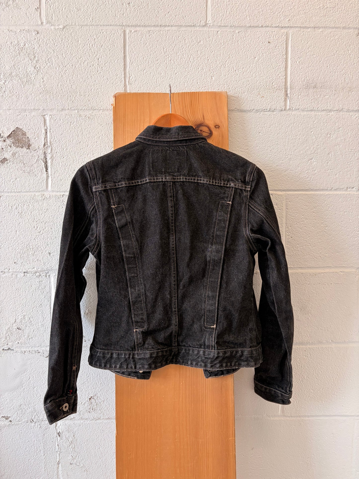 Vtg Guess Black Denim Jacket : S/M