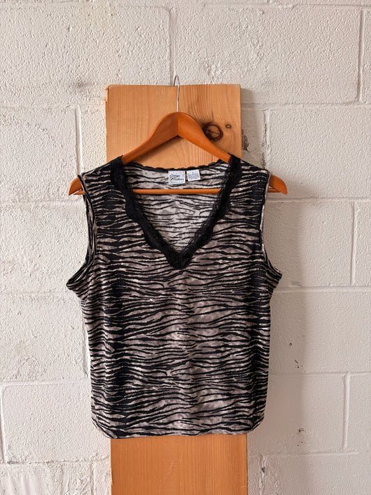 Vtg Zebra Print Cami : L