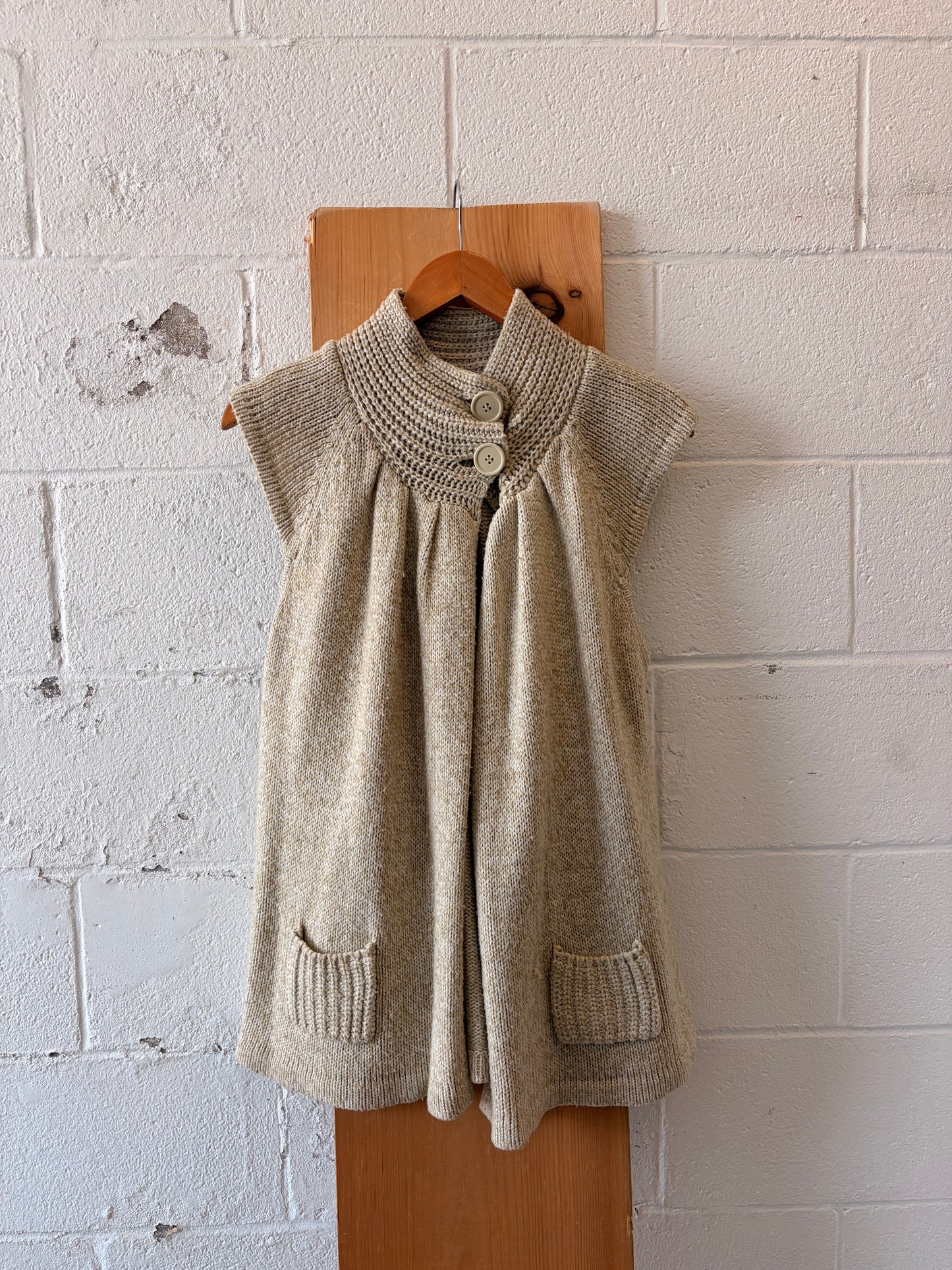 Sleeveless Mock Neck Cardigan : L/XL