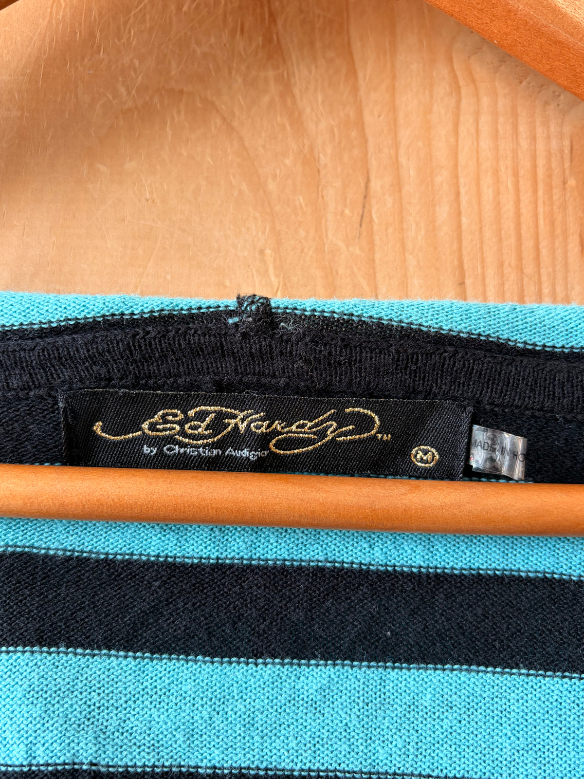 Long Striped Ed Hardy Hooded Top : M