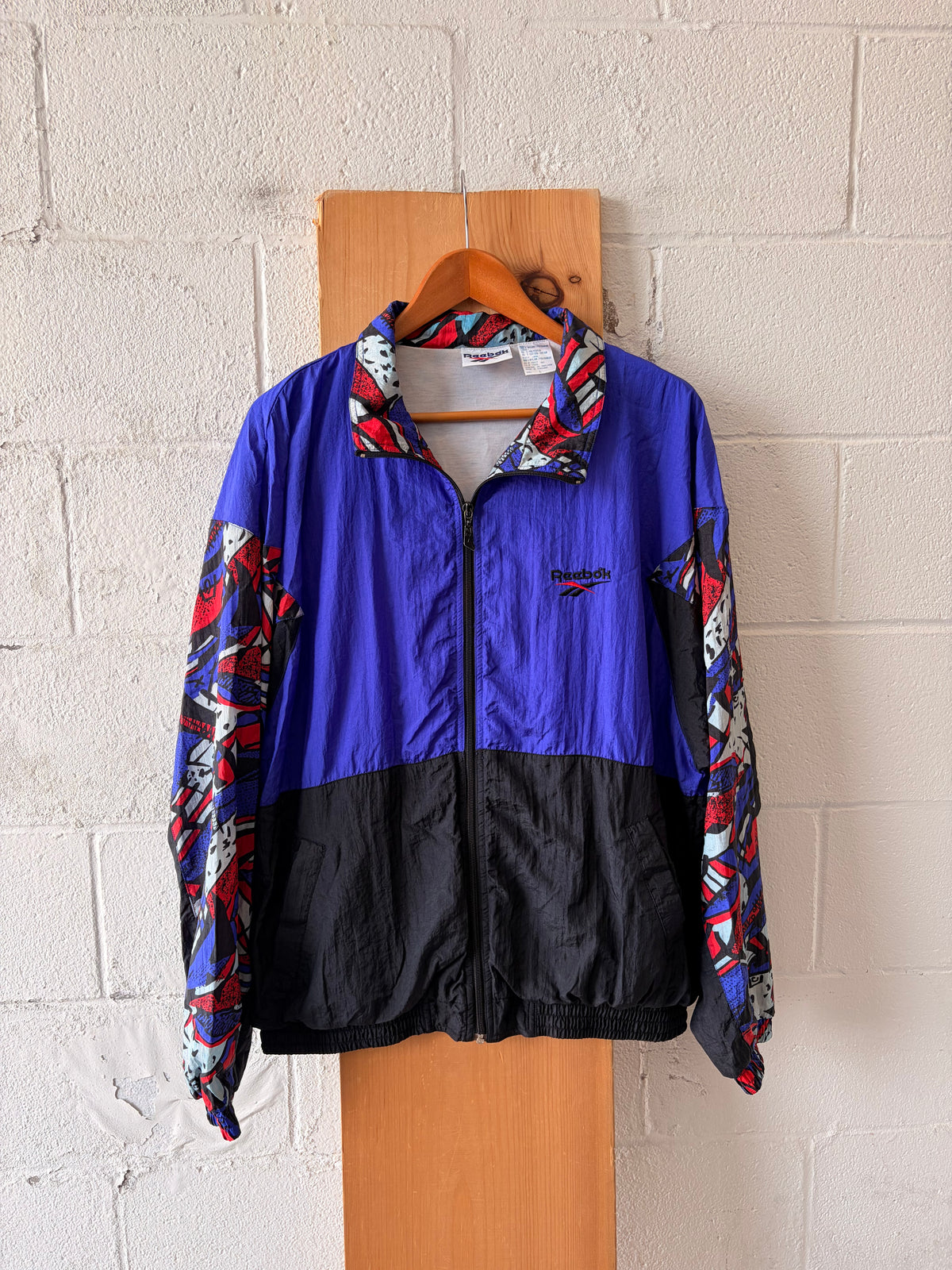 Vtg Reebok Geometric Windbreaker : L