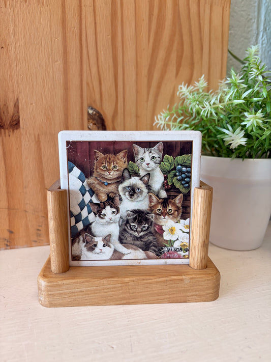 Vtg Cat Coaster Set (Local Pick Up Only)