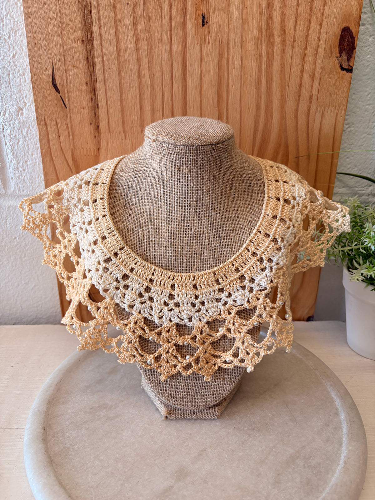 Crochet Lace & Pearl Collar