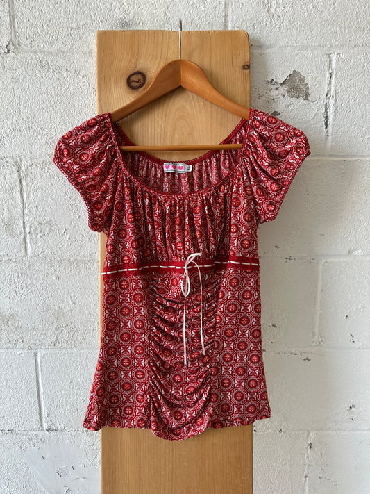 Red and White Babydoll Top : XL