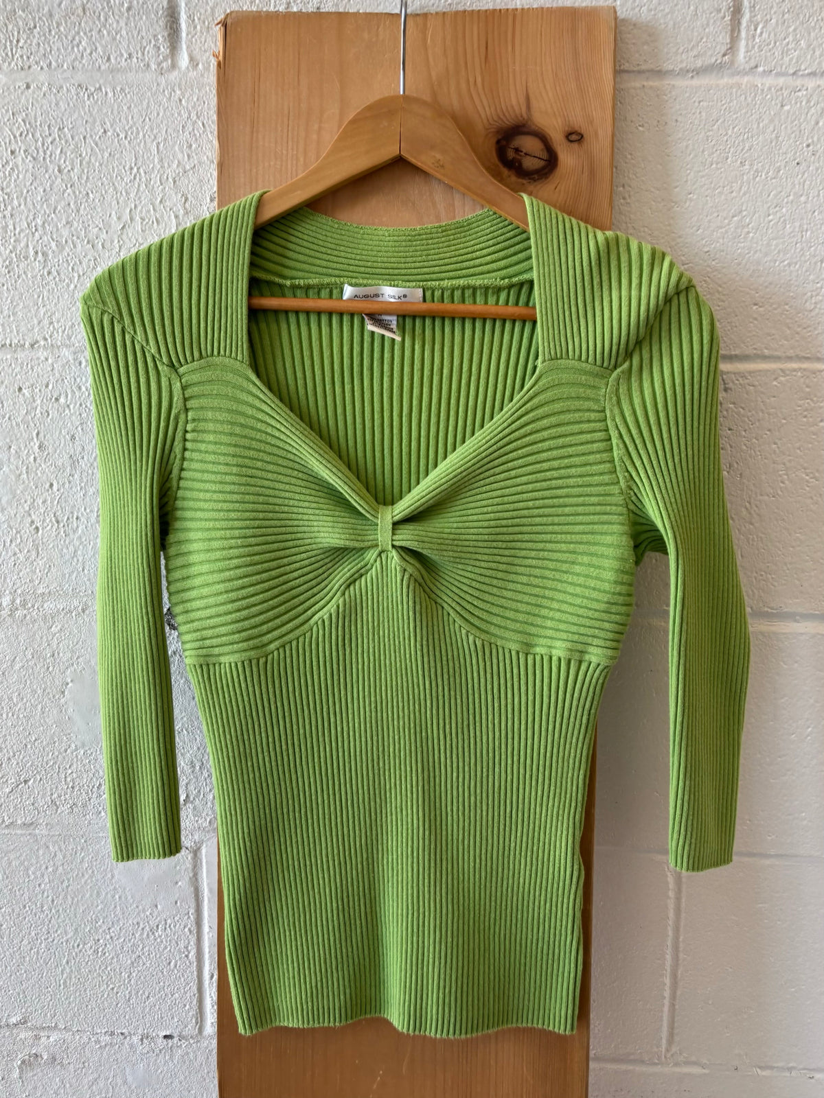 Lime Green Ribbed Top : M