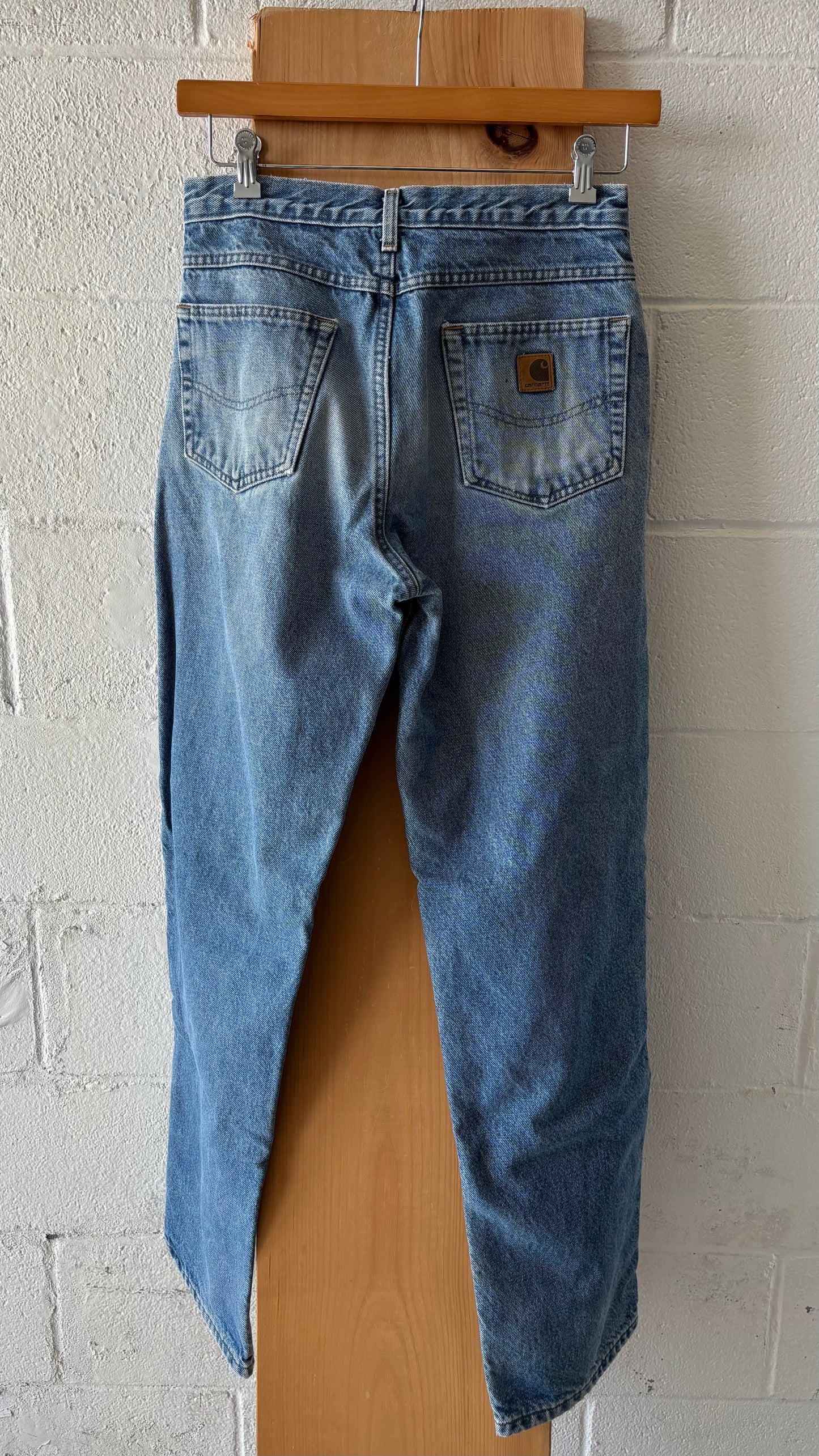 Vtg Flannel Lined Carhartt Denim Jeans : 32” W