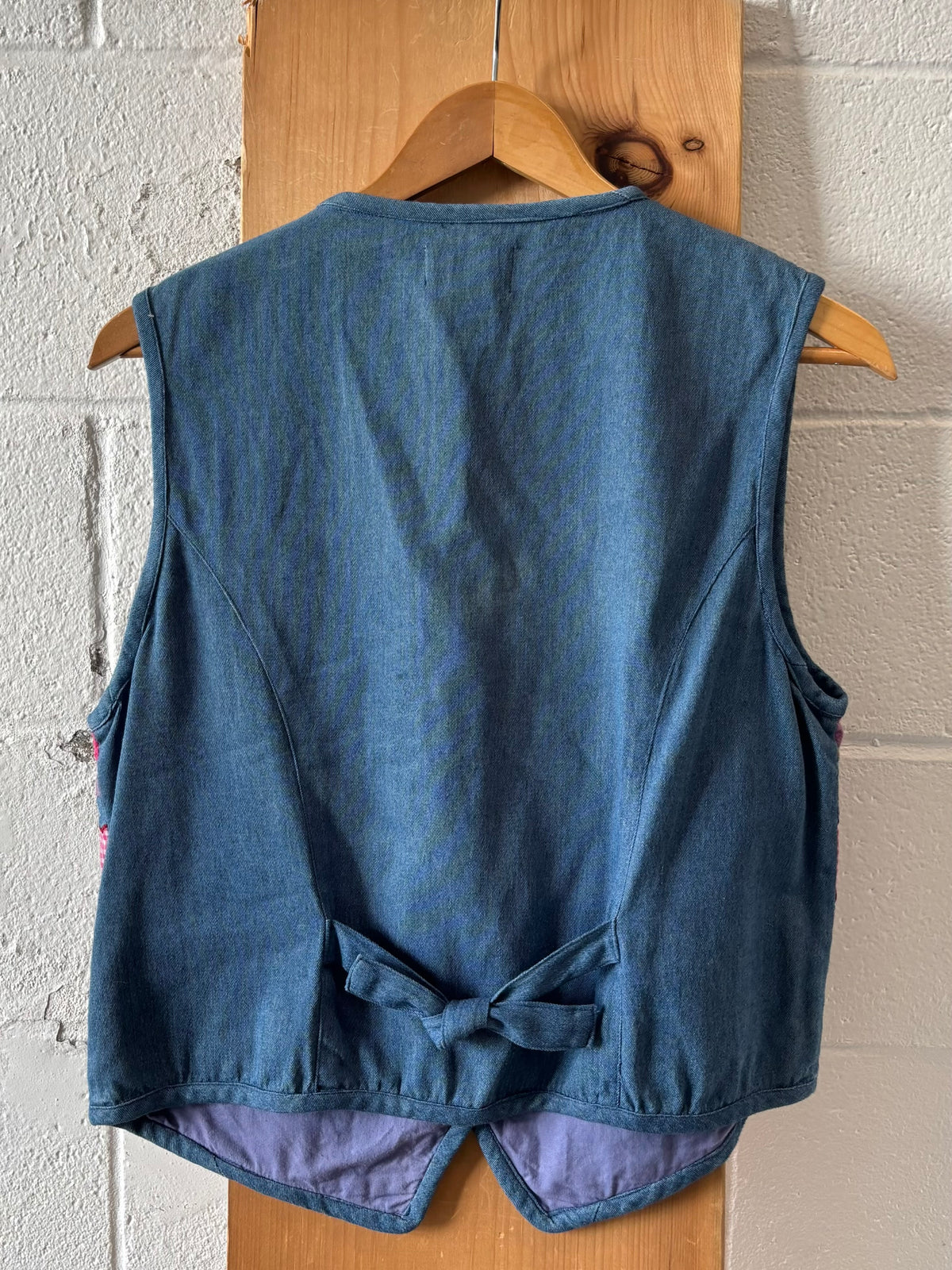 Vtg Heart Patchwork Denim Vest : M