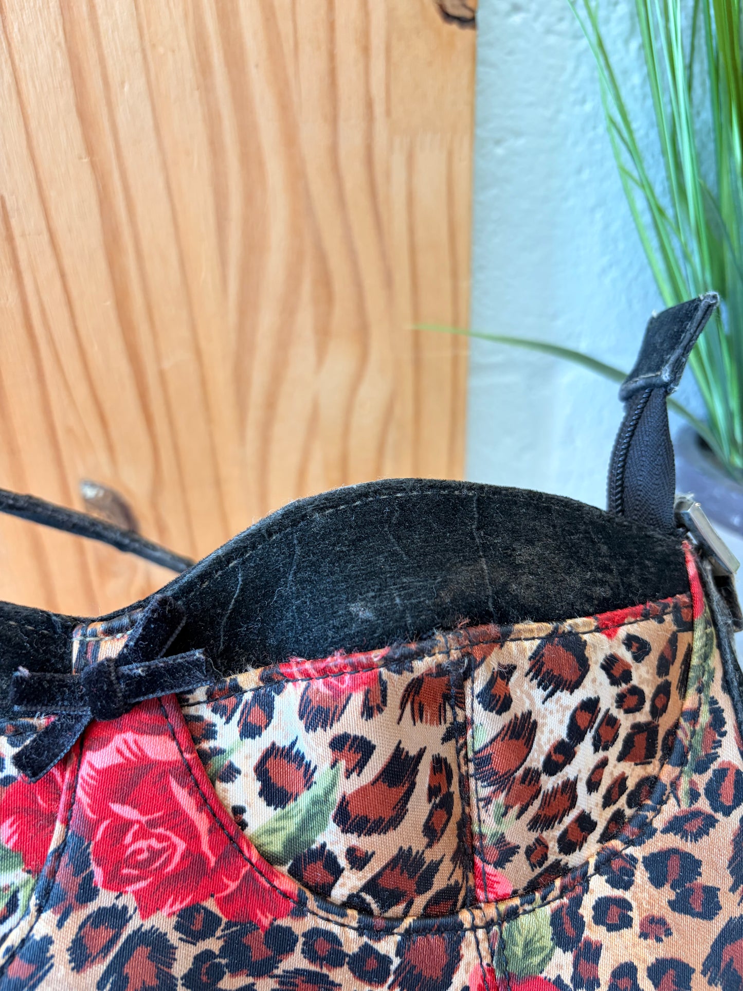 Floral Leopard Corset Top Shoulder Purse (As Is)
