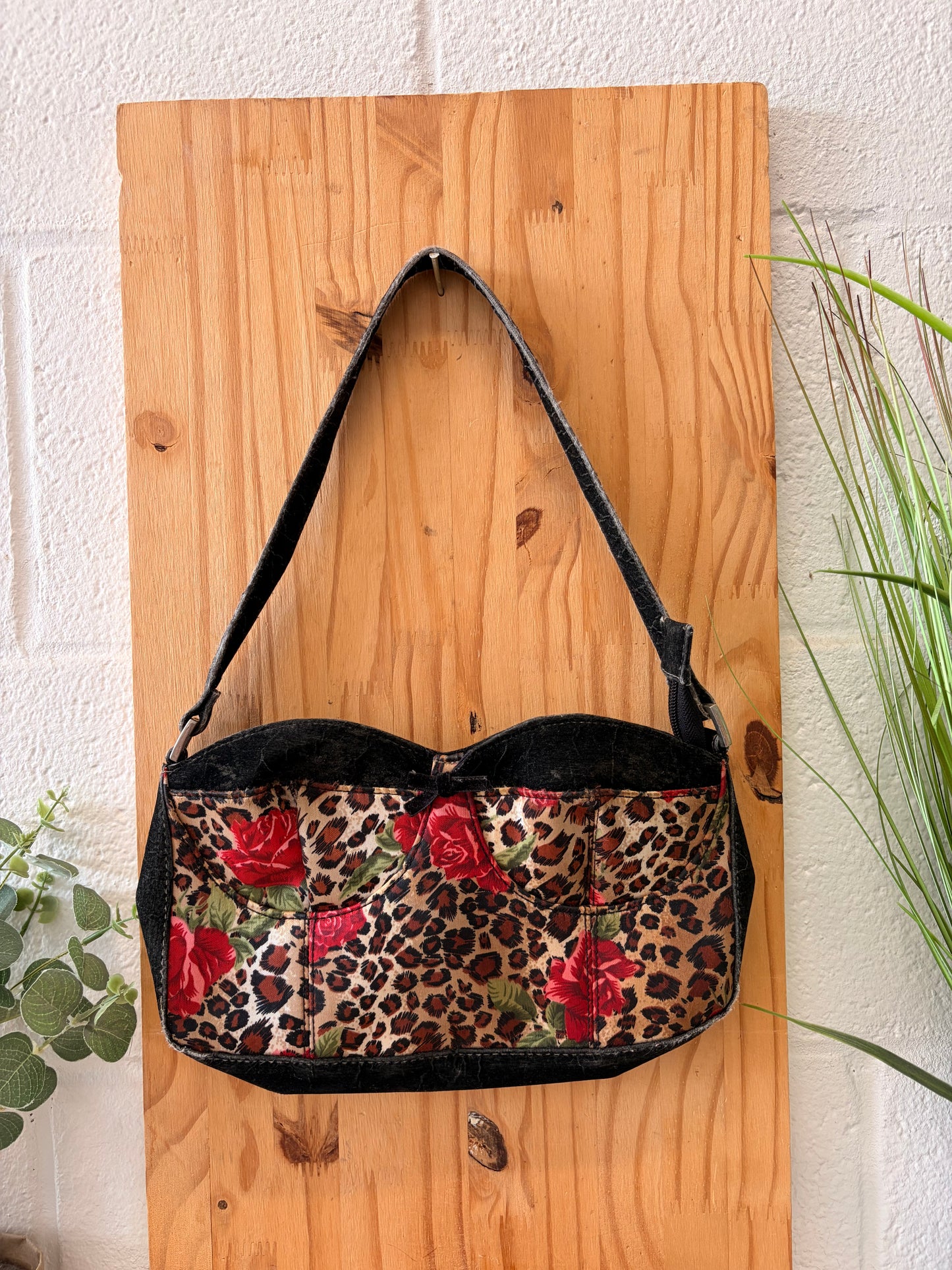 Floral Leopard Corset Top Shoulder Purse (As Is)