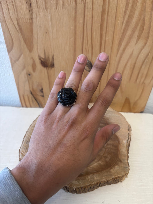 Black Flower Statement Ring : 6.5