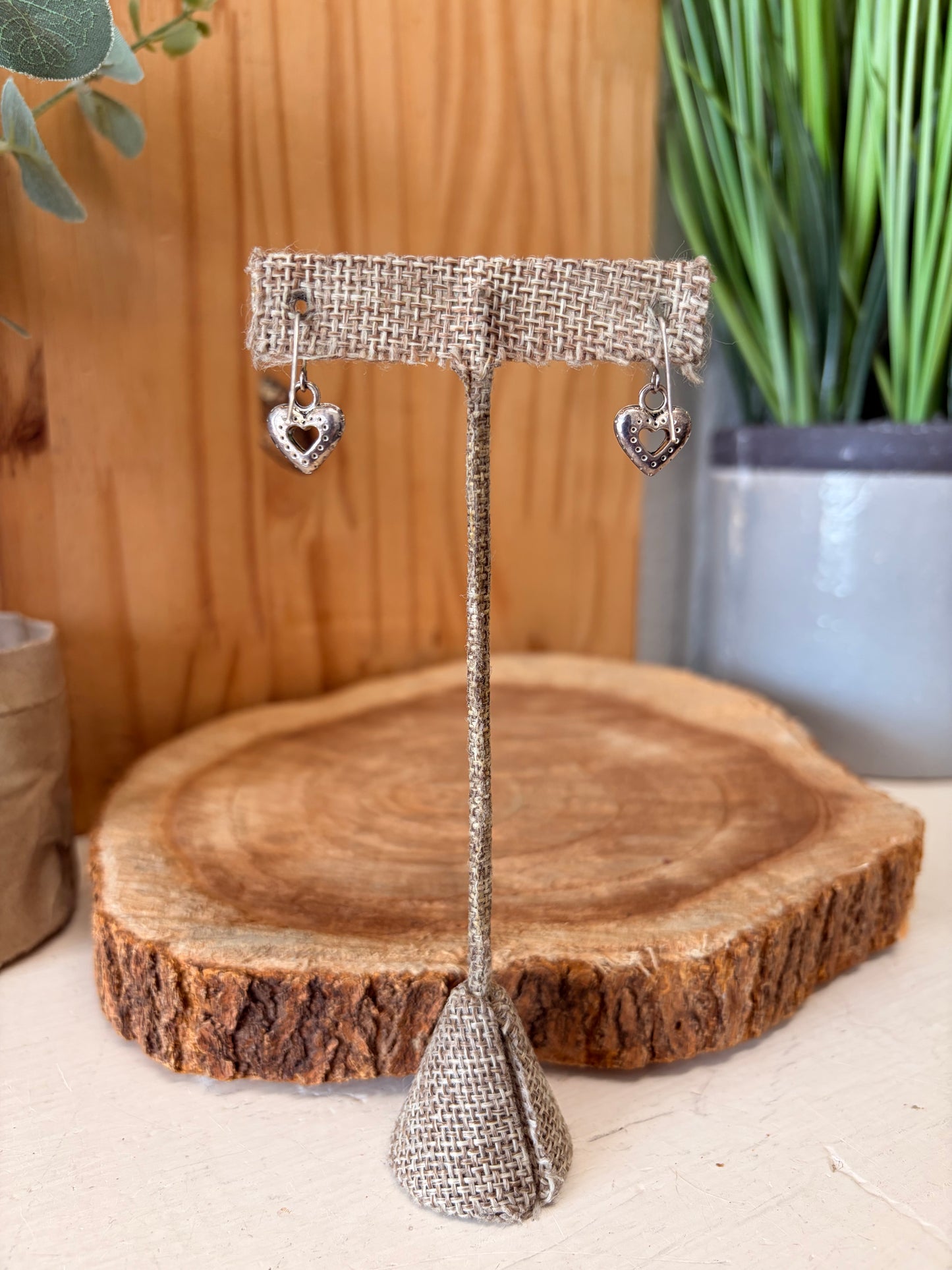 Silver Tone Heart Earrings
