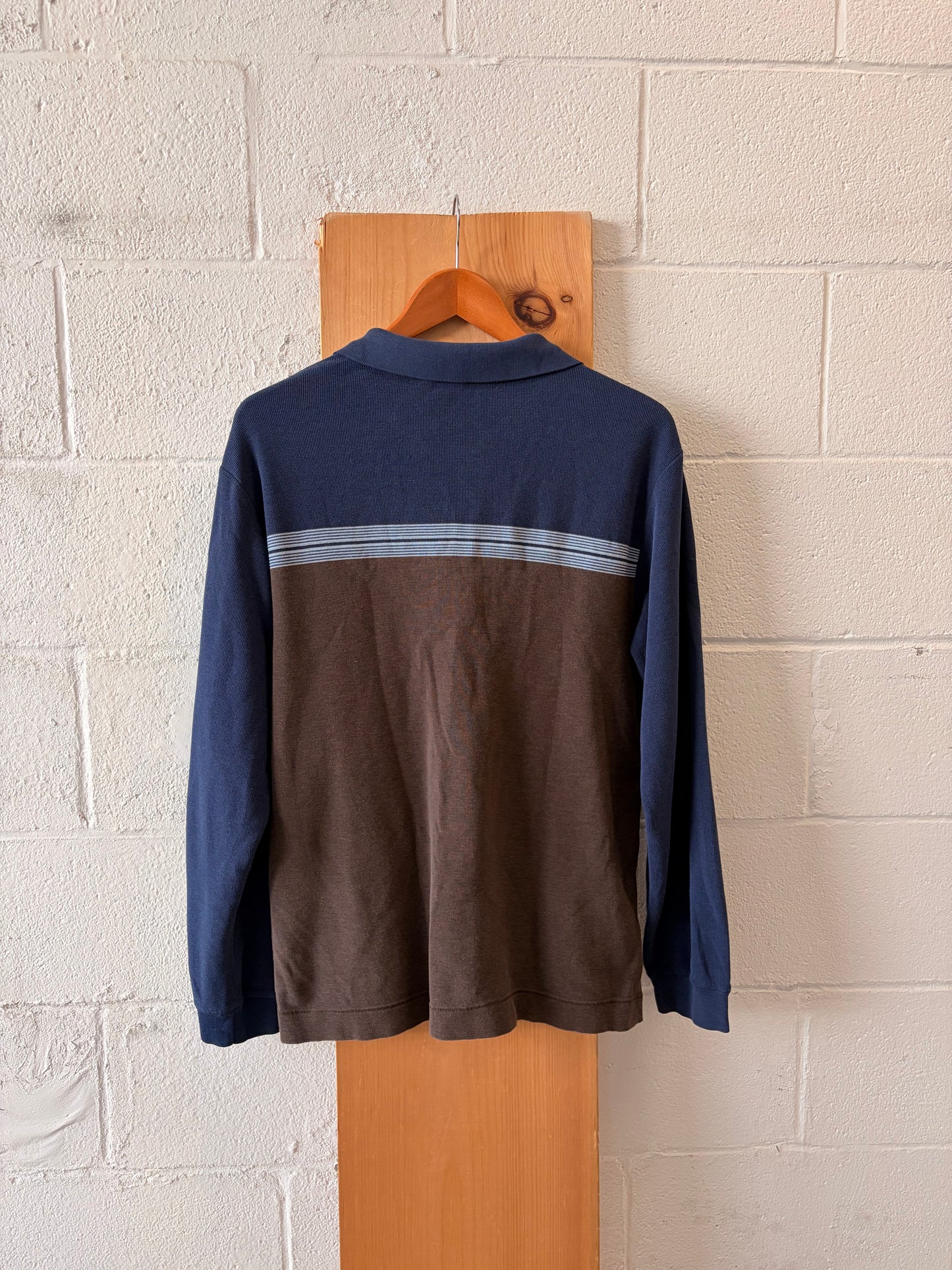 Brown & Blue Nautica Long Sleeve Henley : L