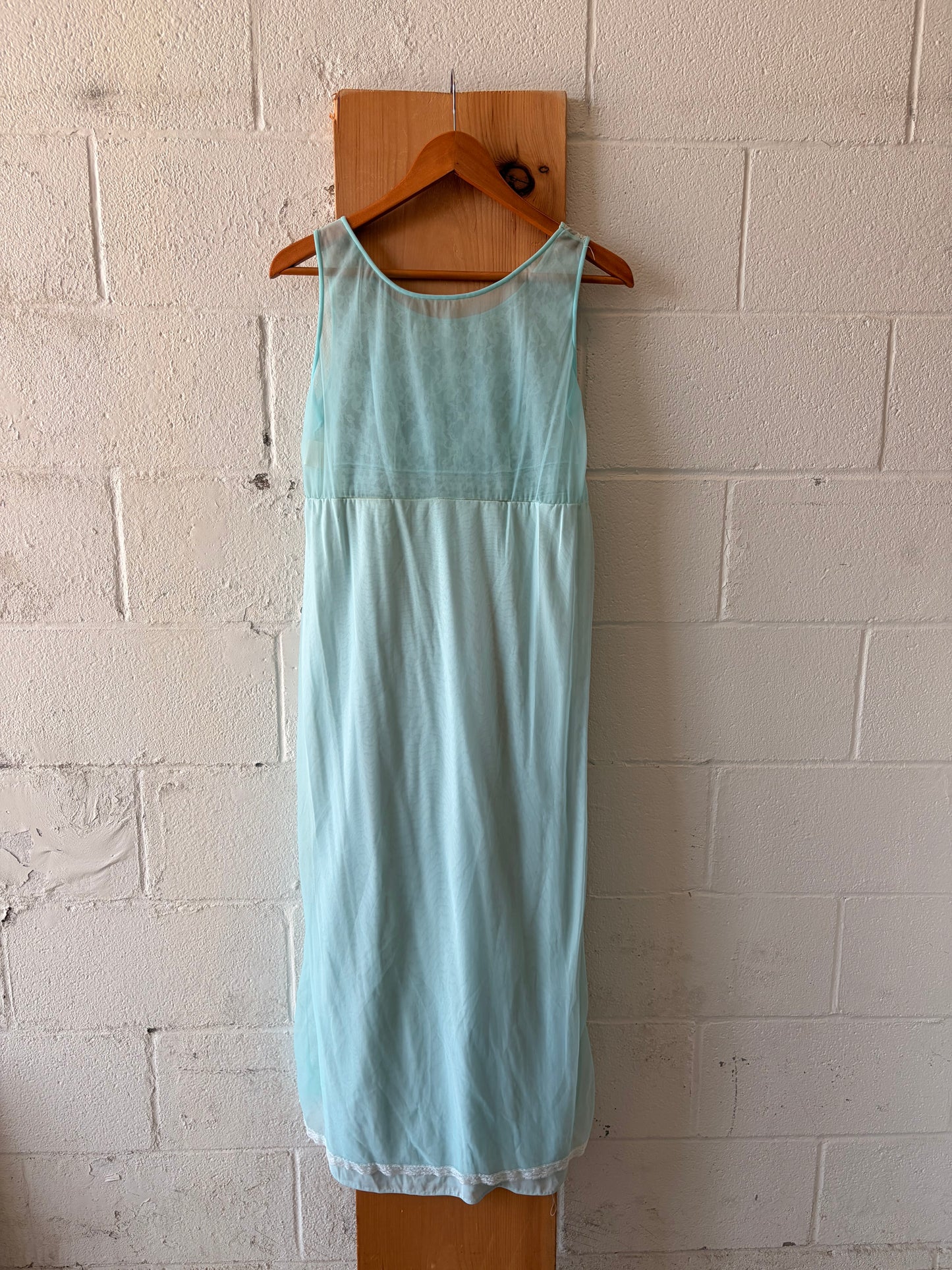 Vtg Blue & White Lace Peignoir Set : M