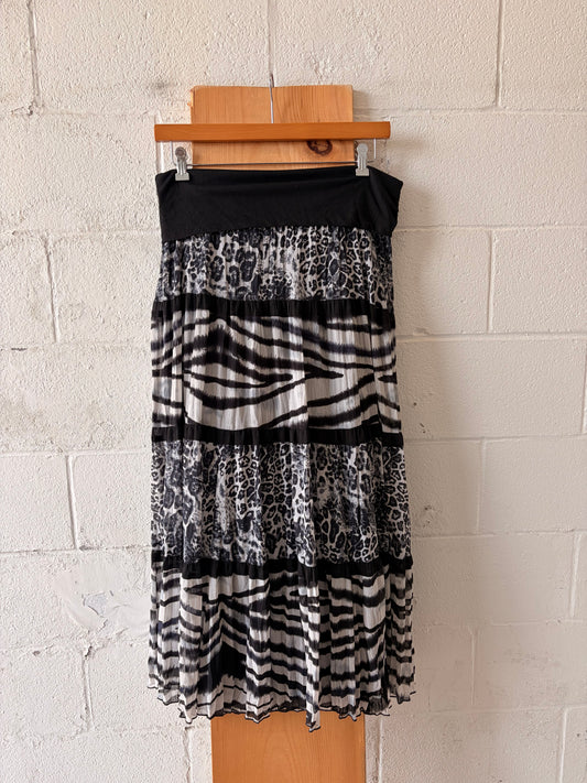 Tiered Animal Print Maxi Skirt : XL