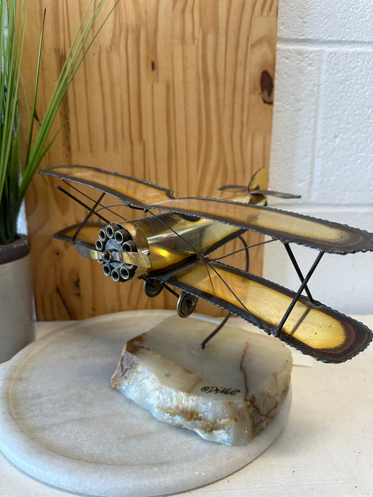 Signed Metal Airplane Sculpture (Local Pick Up Only)
