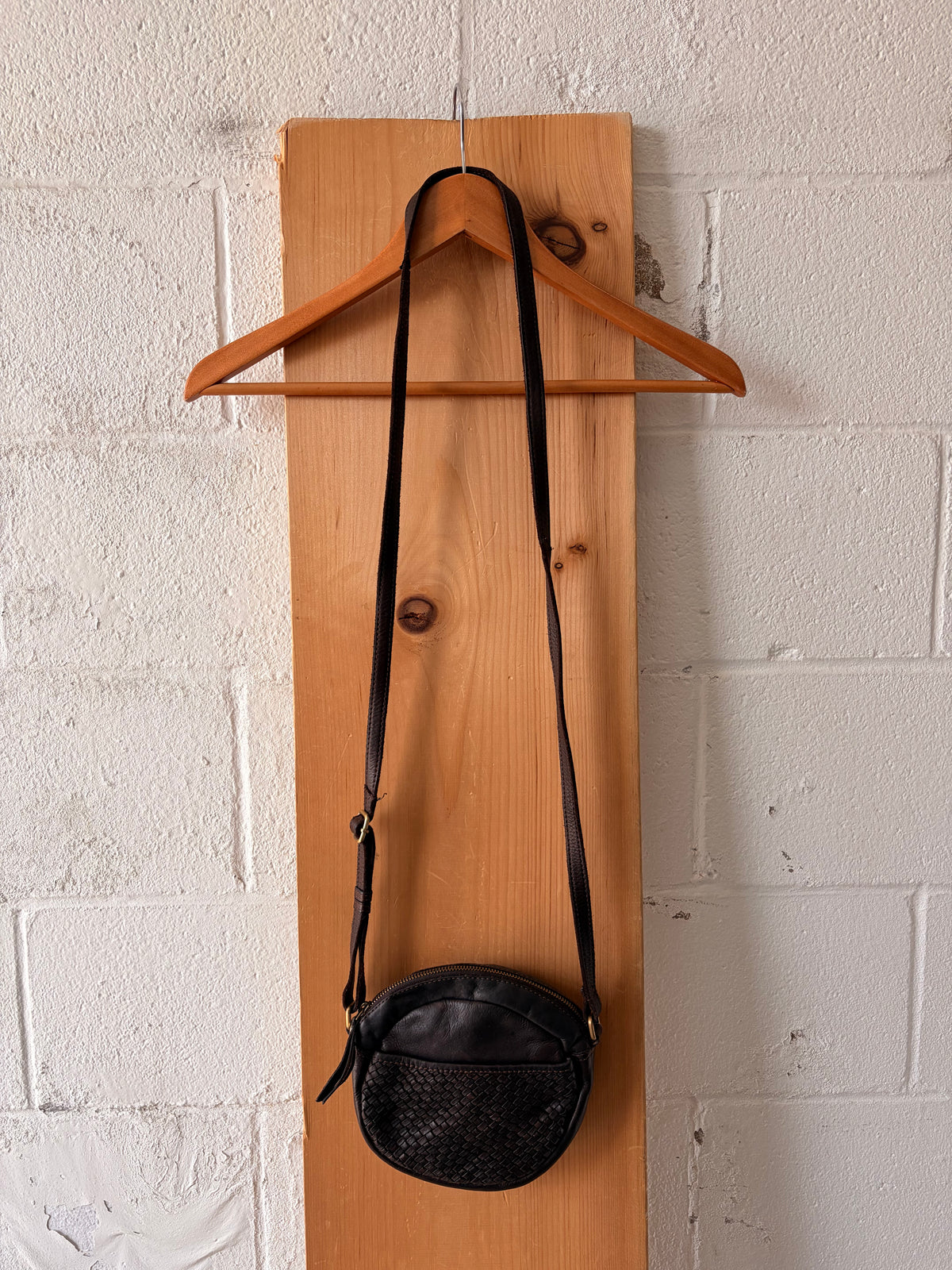 Little Round Woven Leather Purse