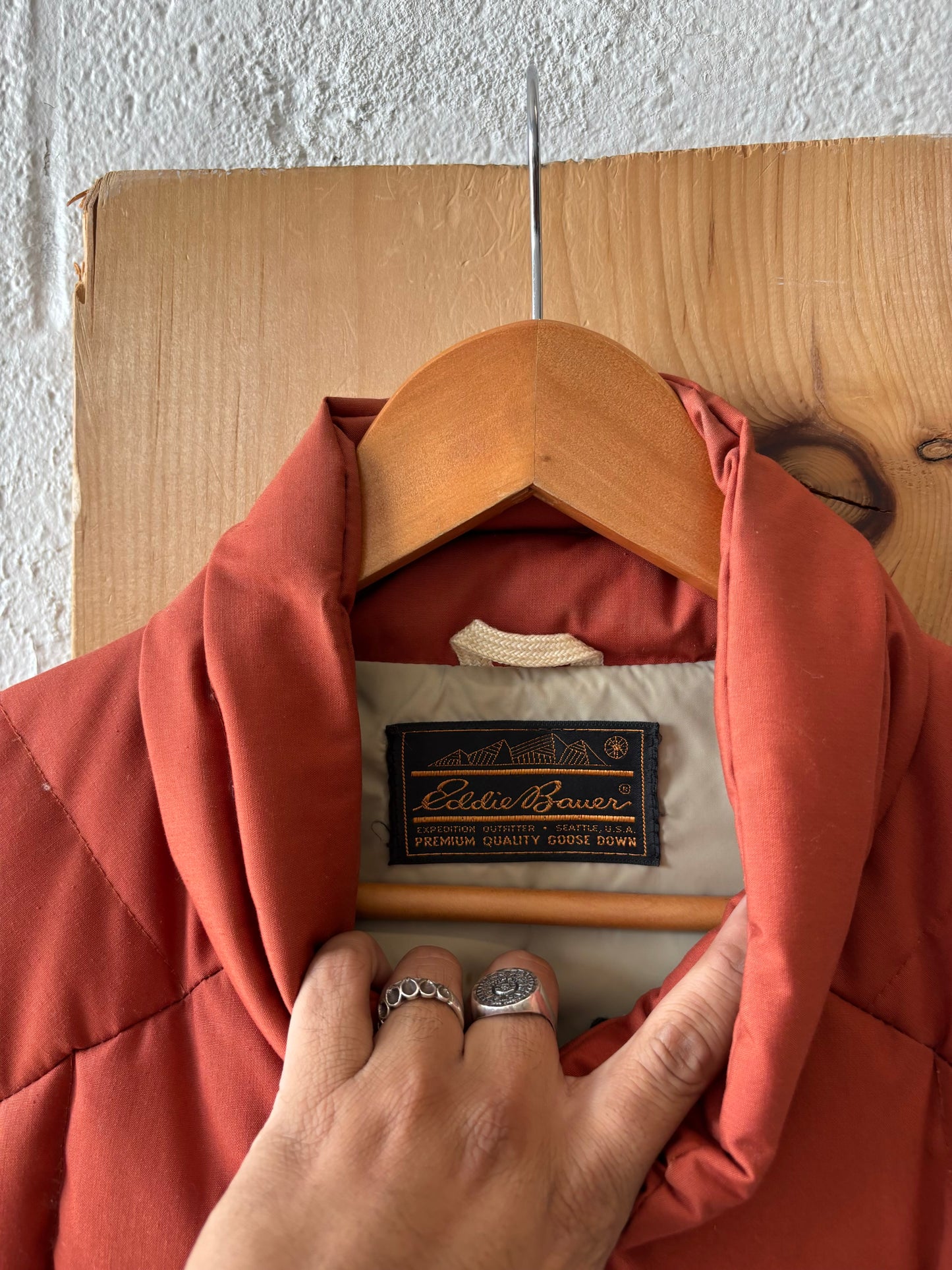 Vtg Orange Goose Down Puffer Eddie Bauer Vest : L