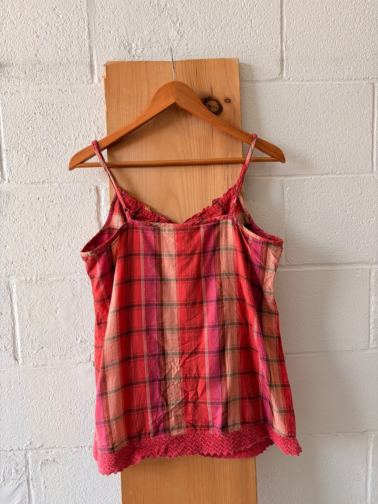 Vtg Plaid Pink Faded Glory Tank : M/L