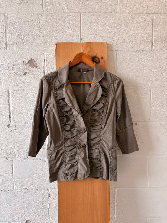 Ruffled Olive Jacket : M