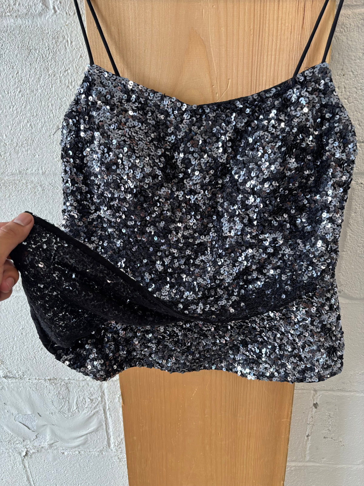 Vtg 90s Asymmetrical Silk Spaghetti Strap Top : M