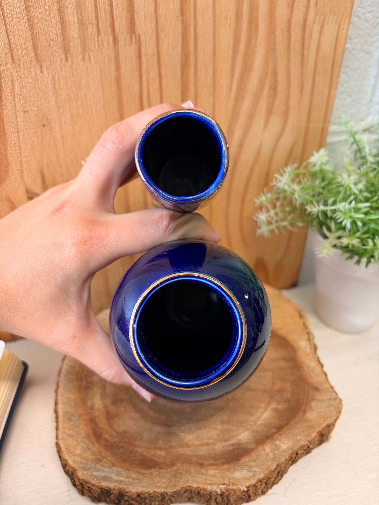 Vtg Cobalt Blue Japanese Floral Bird Kraft Set (Local Pick Up Only)