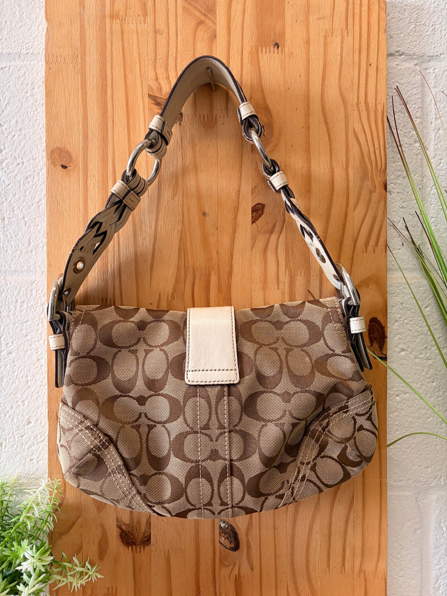 Y2K Canvas Coach Soho Signature Braided Shoulder Bag