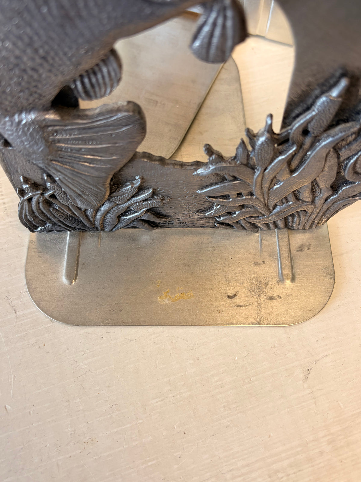 Vtg Large Mouth Bass Pewter Book Ends (Local Pick Up Only)