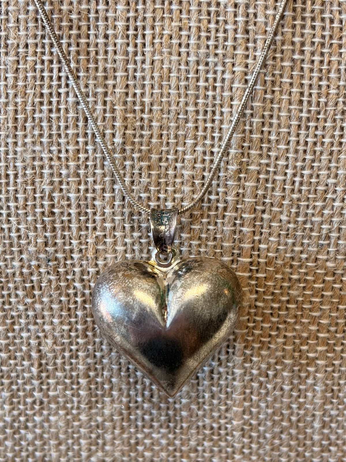 925 Sterling Puffy Heart Necklace