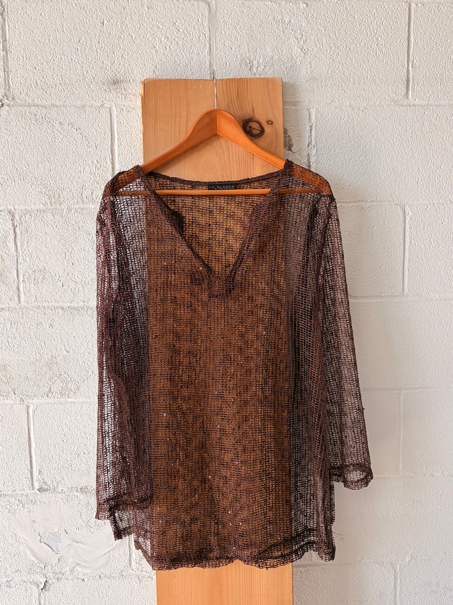 Brown Sequins Mesh Long Sleeve : M/L