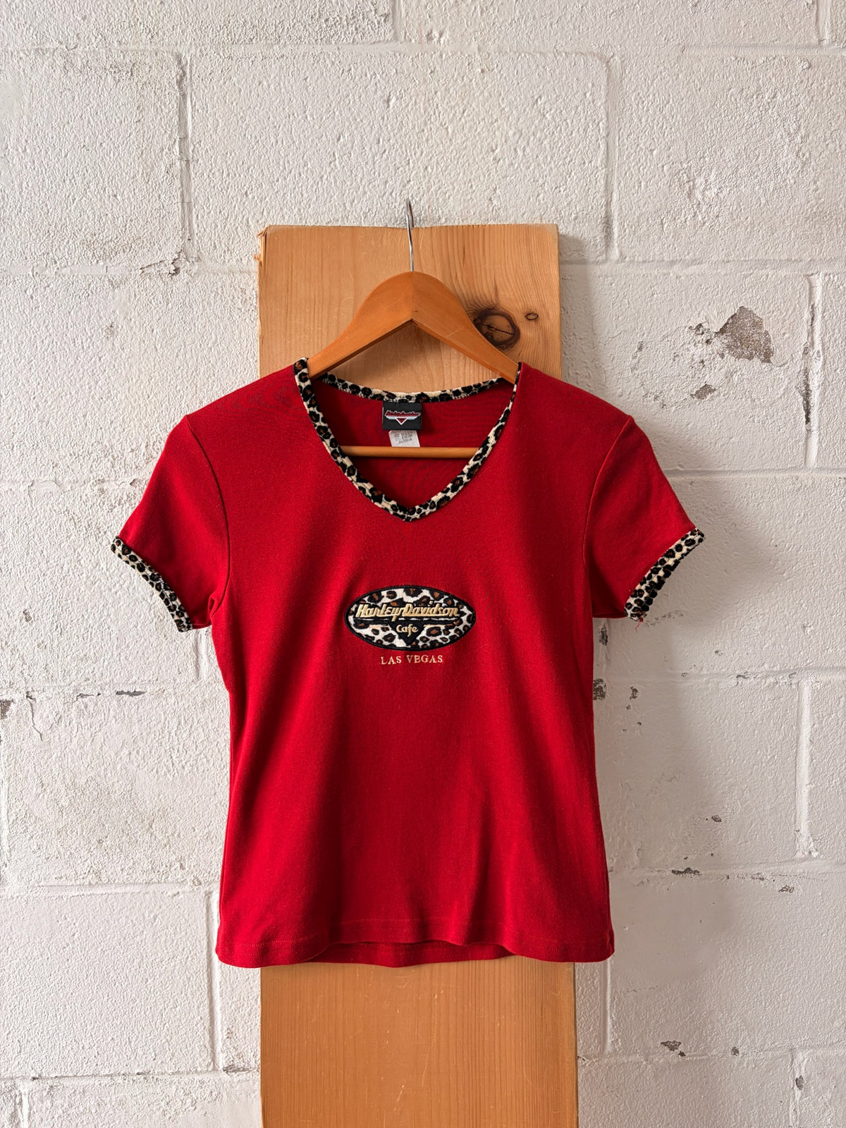 Vtg Red Harley Baby Tee : M
