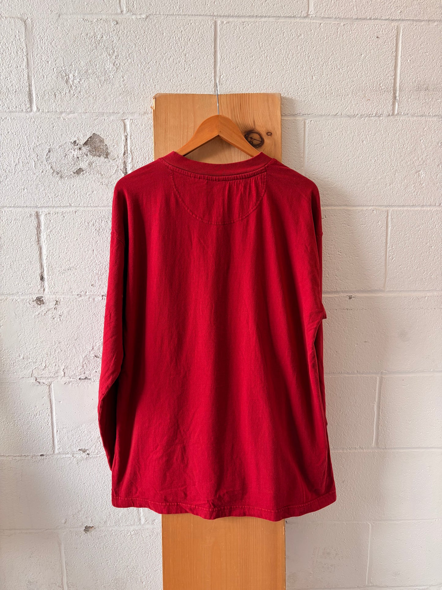 Red Razorbacks Long Sleeve Henley : XL