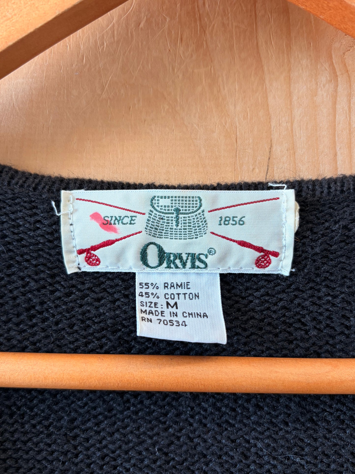 Vtg Orvis Black Beaded Vest : M