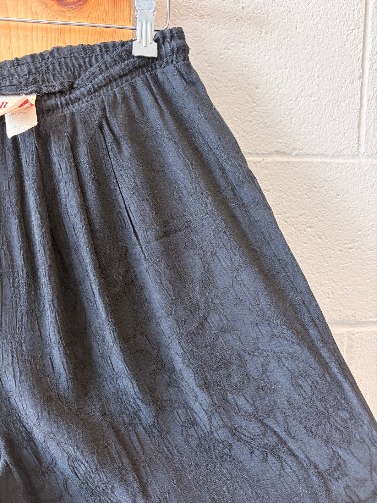 Embroidered Black Flowy Pants : L
