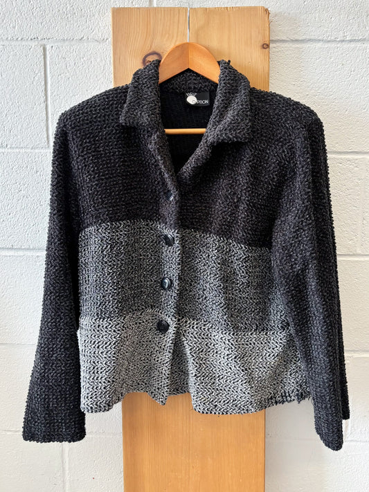 Vtg Fuzzy Gray Jacket : L