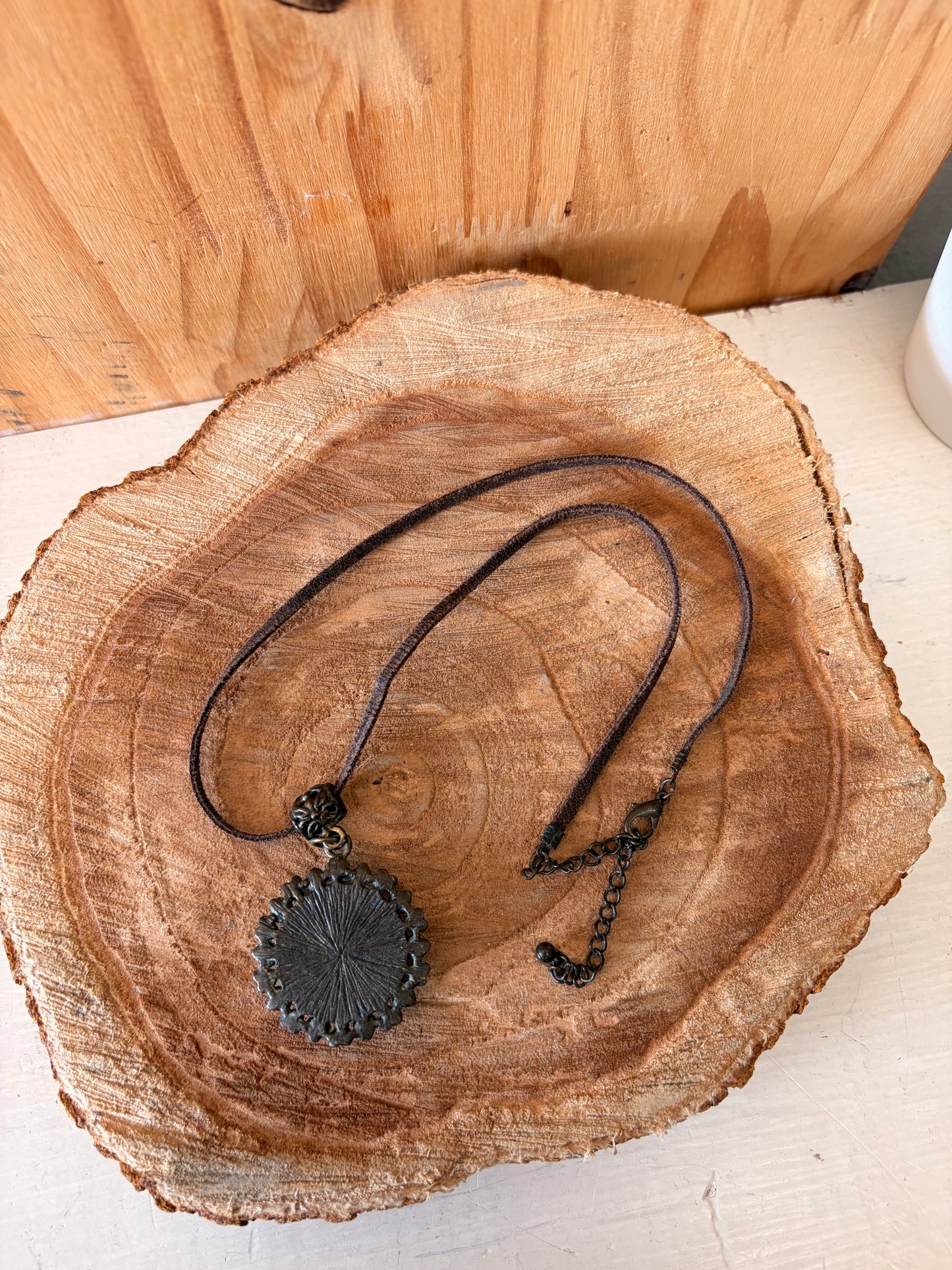 Amber Pendant Cord Necklace