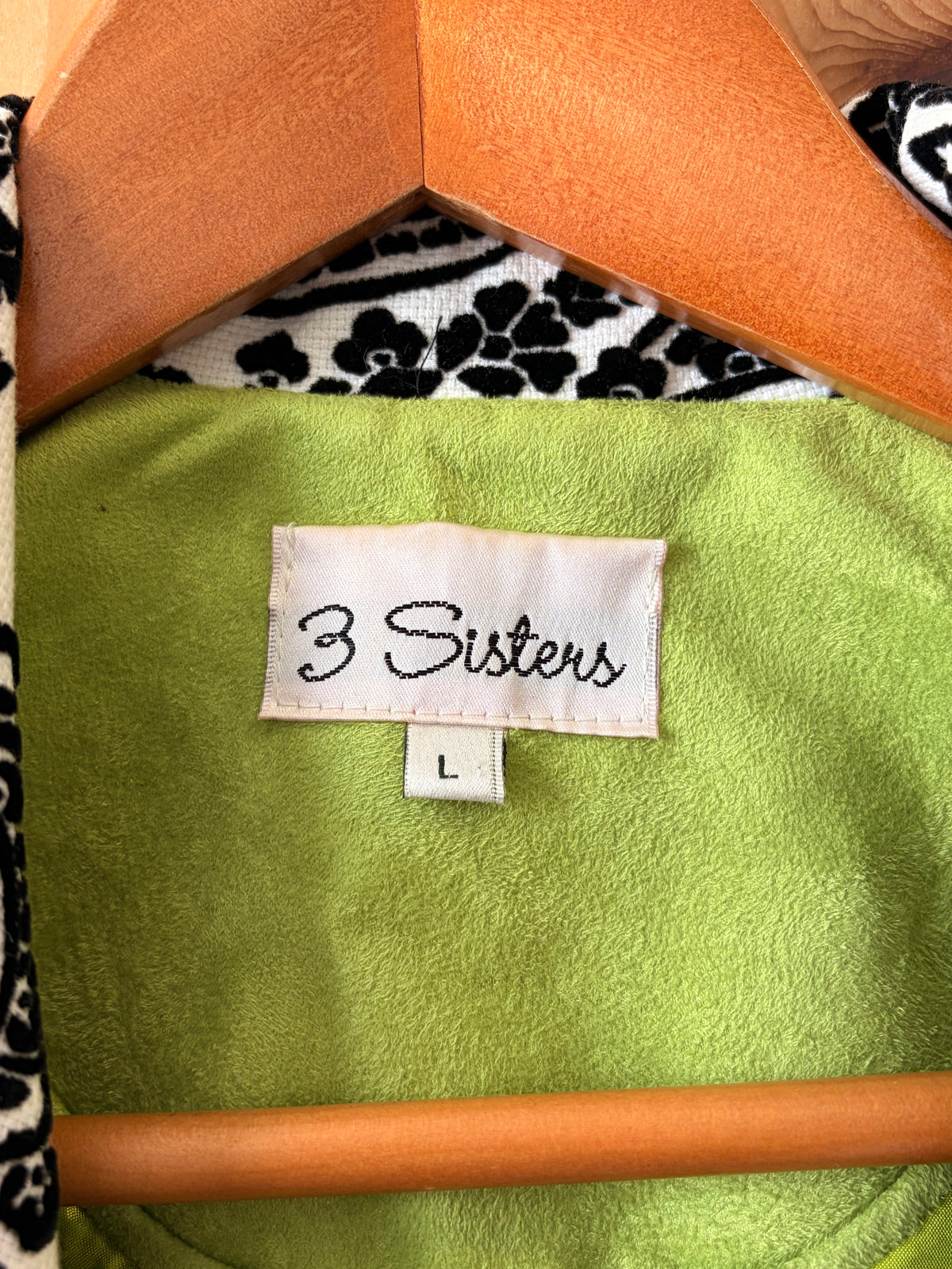 Vtg 3 Sisters Patterned Pea Coat : L