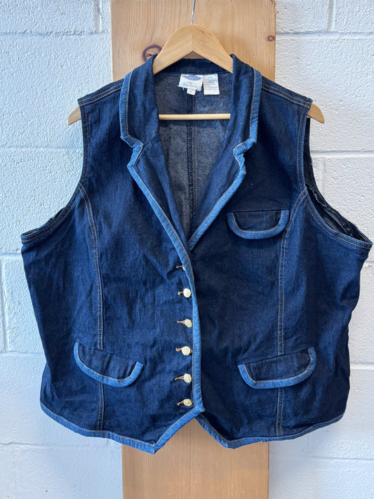 Vtg Denim Vest : 2XL