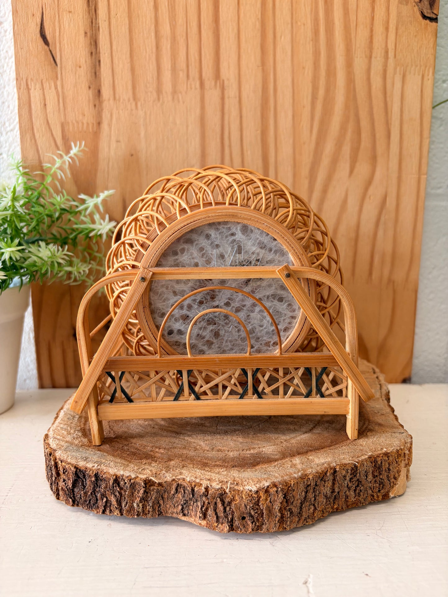 Vtg Pressed Butterfly Wicker Coaster Set (Local Pick Up Only)