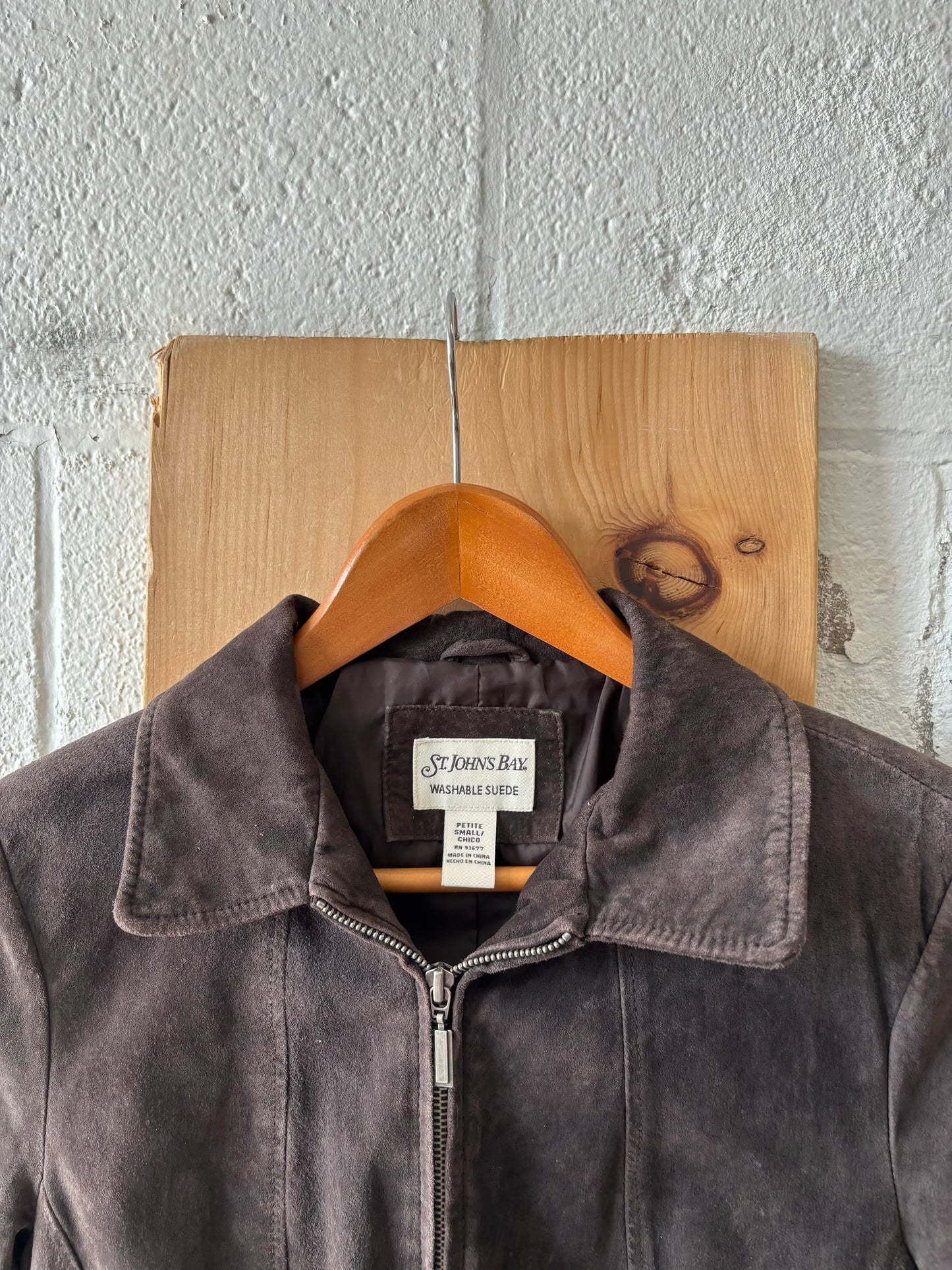 Brown Suede Leather Jacket : Petite S