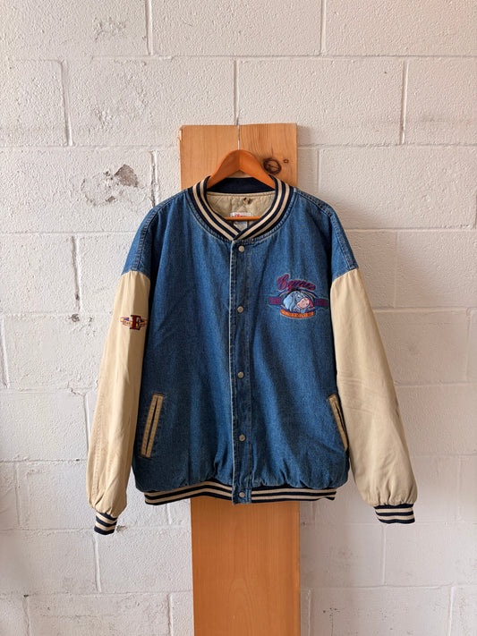 Vtg Disney Eeyore Denim Varsity Jacket : XXL