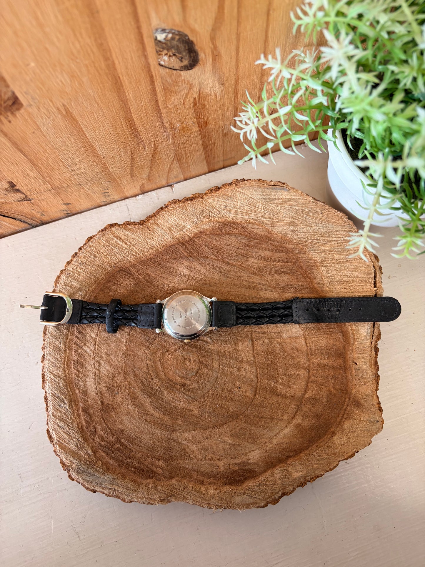 Braided Black Leather Watch (Untested)