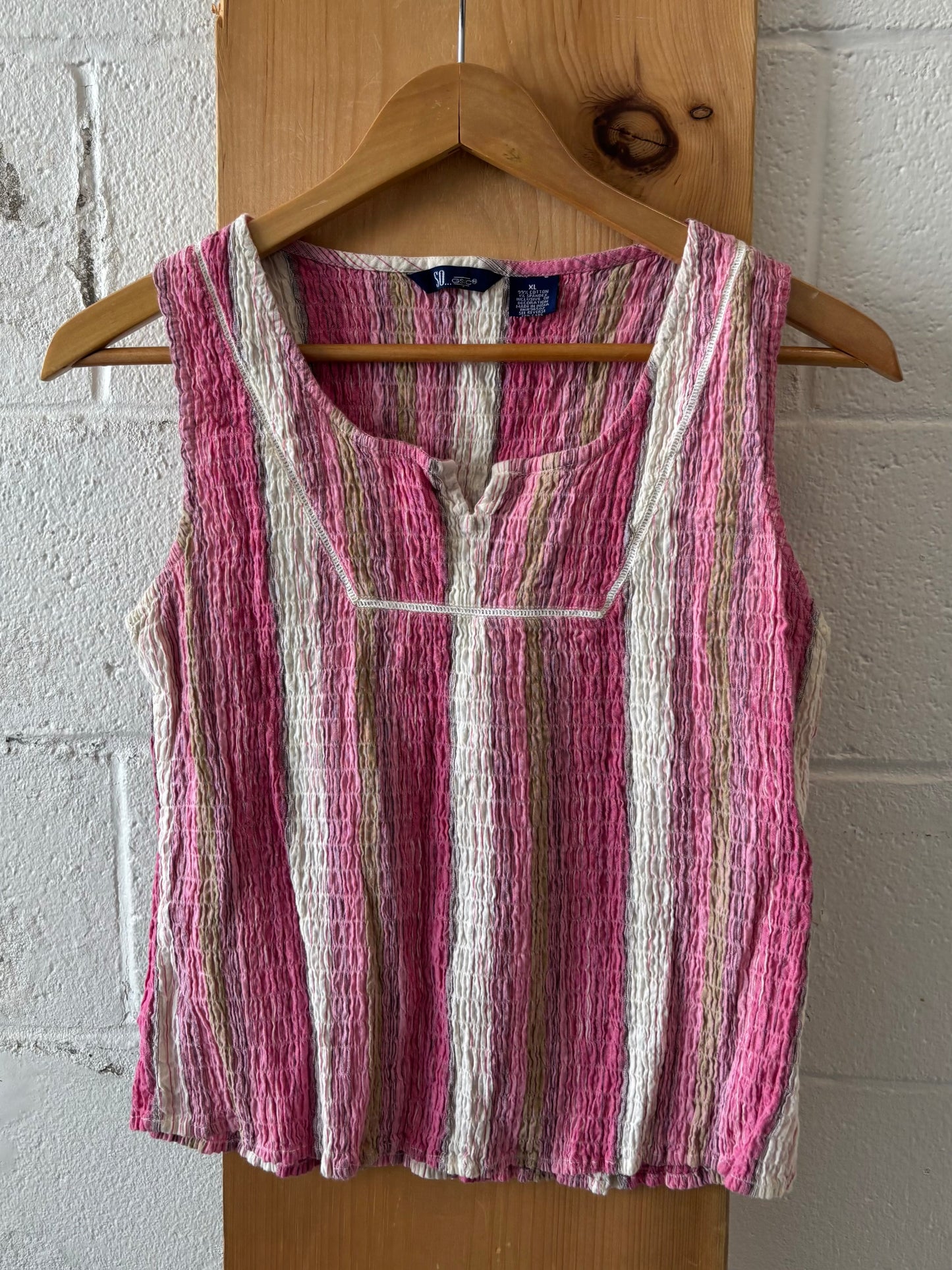 Smocked Pink Tank : XL