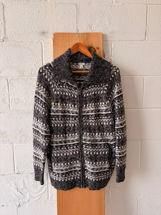 L.L Bean Patterned Zip Up Sweater : L