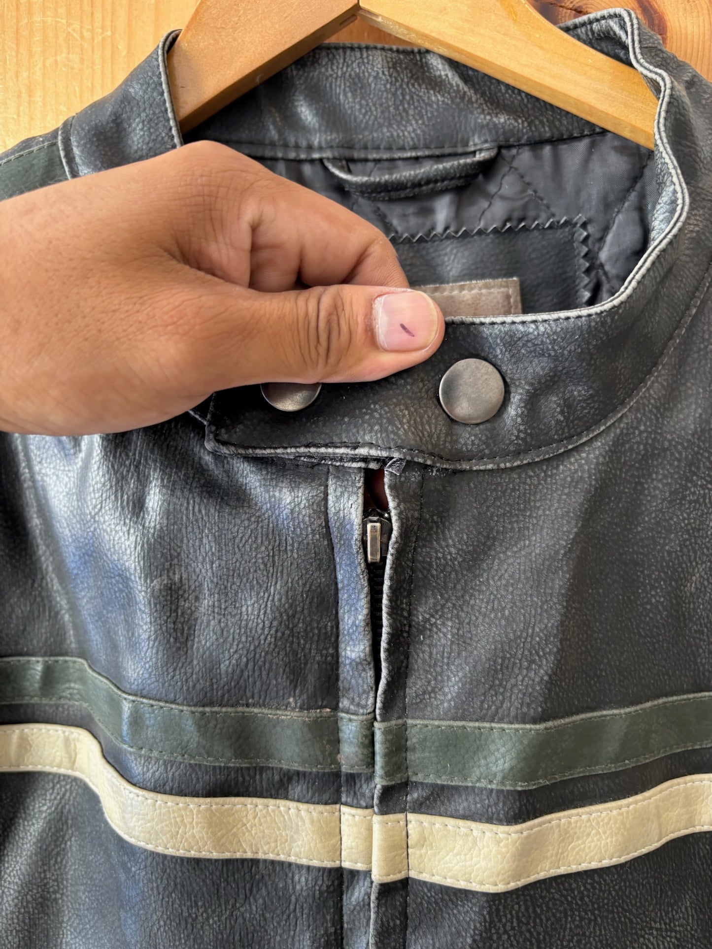 Faux Leather Racing Jacket : XL