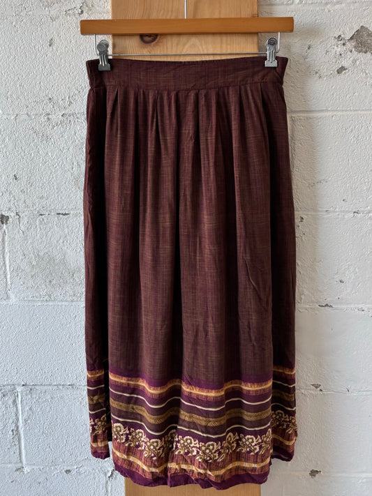 Vtg Brown Boho Skirt : M