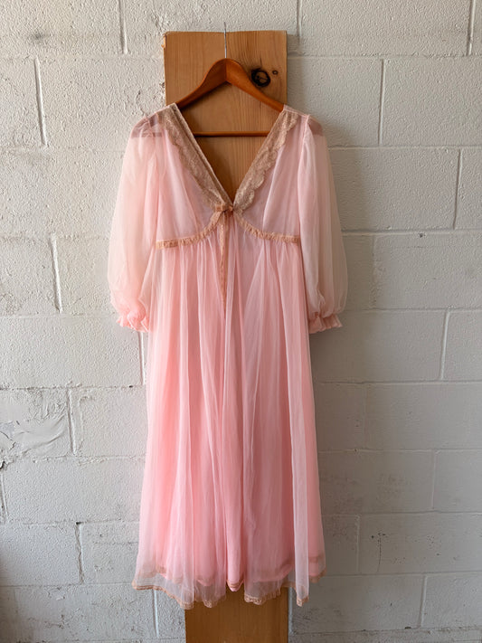 Vtg Lisette Pink Chiffon Set : S