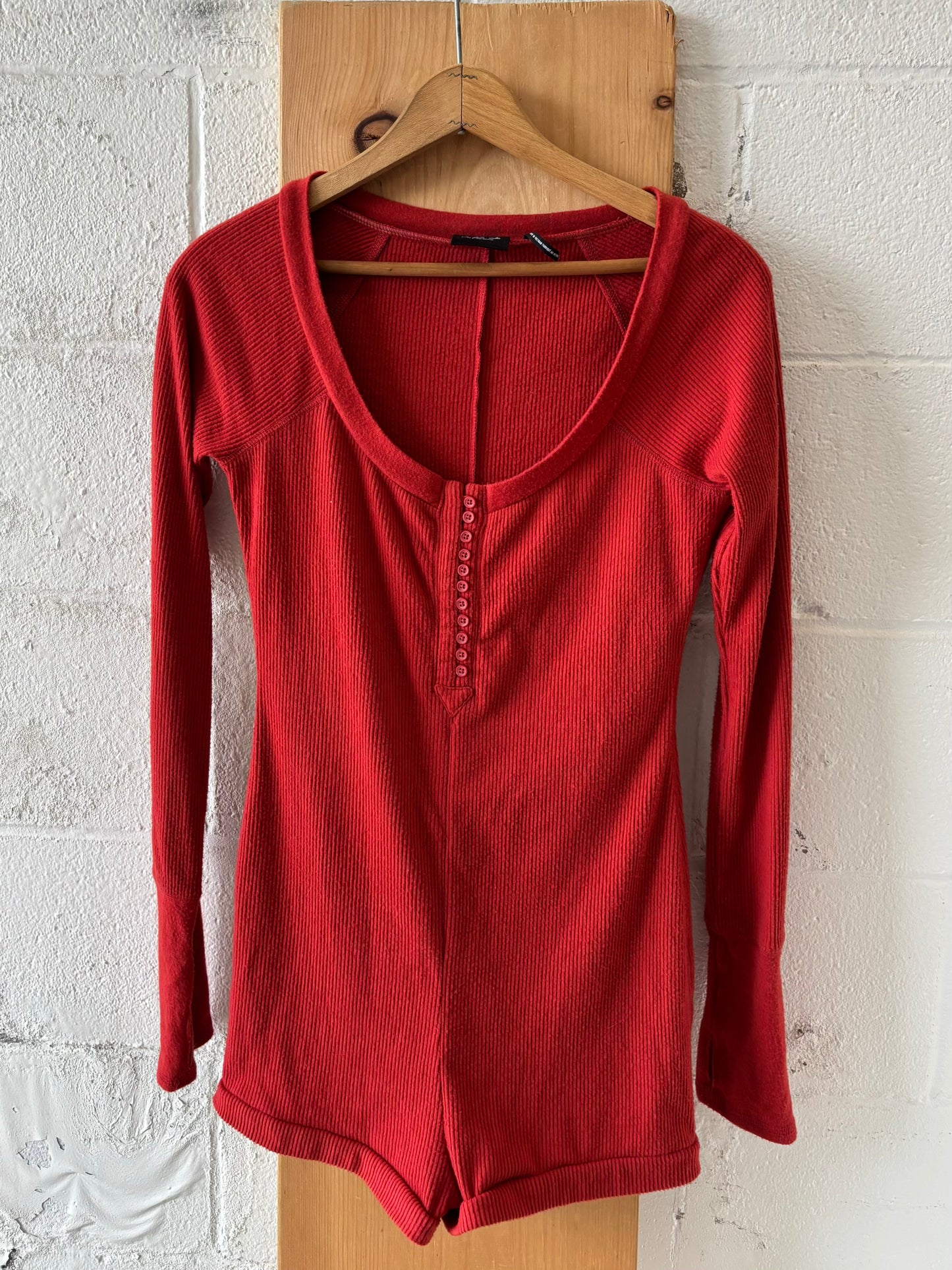 Ribbed Henley Bodysuit : M