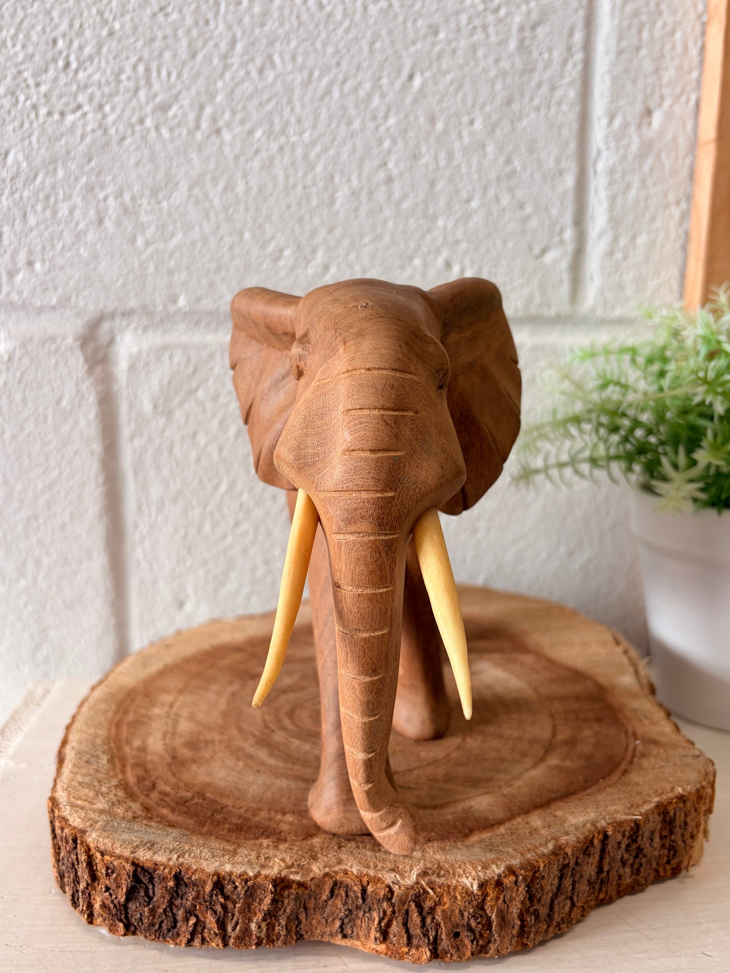 Wooden Elephant Figurine